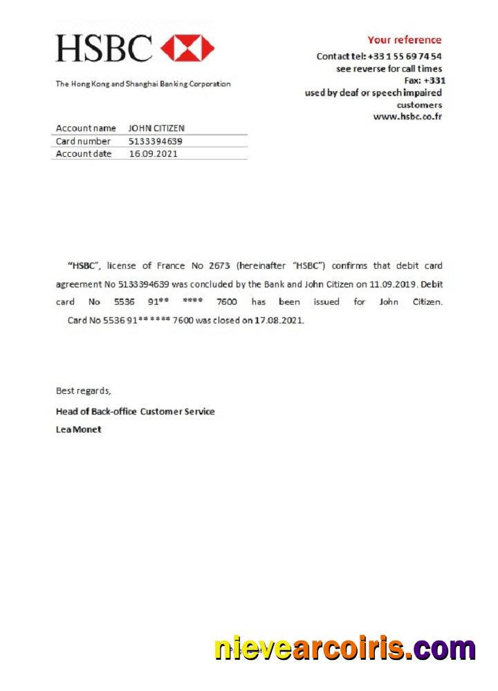 France HSBC closure reference